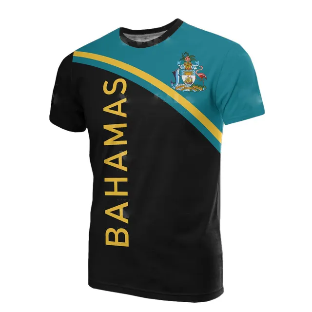 Bahamas Vlag Print T-Shirts Heren Mode Casual Korte Mouw T-Shirts Aanpassen Tekst Logo Naam Ontwerp Groothandel Zomer Shirts