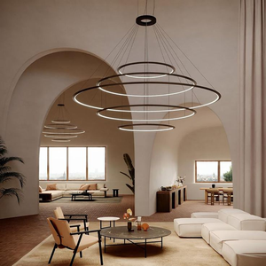 Luminaire suspendu circulaire à cinq anneaux ECOJAS <span class=keywords><strong>Bover</strong></span> en blanc, taille grande, diamètre 118 pouces - Product Image 3