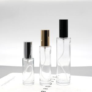 Flacons en verre cylindriques fins de 30 ml, fond épais, flacon de parfum avec pompe pulvérisatrice dorée/argentée - Product Image 3