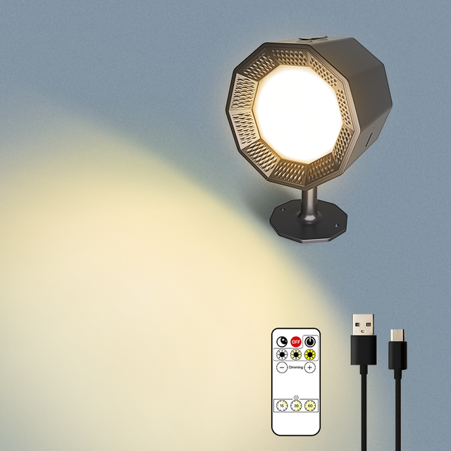 New USB Rechargeable 360 Degree Rotate Magnetic Aluminum Wall Lamp Remote Control LED Mounted Reading Wall Light for Bedroom