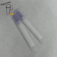 Tube à fumer en papier de riz non blanchi/blanchi sur mesure OEM, 10*30MM, spirale violette, embout en verre, avec une bonne sensation de fumée