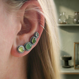 Pendientes de Plata de Ley 925 con Prehnita Natural, Elegantes y Modernos, Joyería para Regalo de Boda o Fiesta - Product Image 3