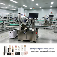 Machine de marquage laser à code QR contrôlée par PLC à double écran BMG, gravure permanente de micro-codes QR, anti-contrefaçon pour les cosmétiques