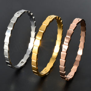 Pulseras de Acero Inoxidable con Baño de Oro de 18k, Diseño de Serpiente con Resorte, Estilo Hip Hop, para Mujer - Product Image 1