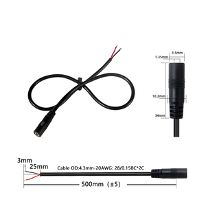 Cáp nguồn DC35135 cái <span class=keywords><strong>2</strong></span> lõi cao cấp 5A, 0.5M, 20AWG, 12V 24V - Product Image 2