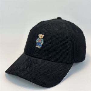 Casquette de baseball rétro en velours côtelé brodée ours, automne/hiver, pour hommes et femmes, à visière large décontractée, avec six boucles métalliques - Product Image 5