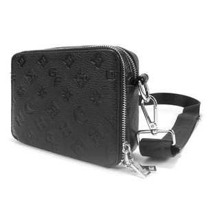 Men PU <b>Leather</b> Crossbody <b>Bag</b> Embossed <b>Small</b> Messenger <b>Bag</b> Compact Shoulder Phone Pouch With Adjustable Strap - Product Image 2