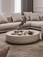 Table basse italienne moderne et minimaliste en bois massif et pierre frittée, convertible pour salle à manger et salon, avec éléments métalliques silencieux