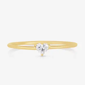 Single 18K Gold 4 Prong Setting Heart 925 Sterling Silver Mini Fine Jewelry Engagement Rings Design