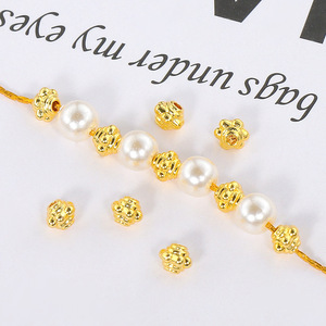 18K Gold Plated Flower Shape Spacer Beads 6mm For <b>Bracelet</b> Making Jewelry Findings <b>Copper</b> Material - Product Image 2