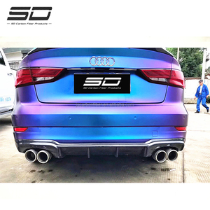 Difusor Trasero de Fibra de Carbono Estilo <span class=keywords><strong>RS</strong></span> para Audi <span class=keywords><strong>A3</strong></span> S3 2017-2019 Sedán - Product Image 1
