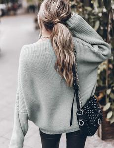 Gris Hesayep Vente en gros en usine <span class=keywords><strong>Pull</strong></span> tendance de haute qualité <span class=keywords><strong>Pull</strong></span> pour femmes <span class=keywords><strong>Pull</strong></span> côtelé en laine douce Chunky Knitwear - Product Image 2