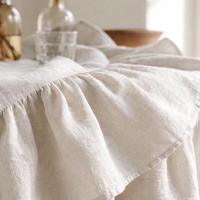 Nappe en lin pur tissée à volants, faite à la main, style bohème, décoration de table de salle à manger, taille personnalisée, écologique, durable, ronde