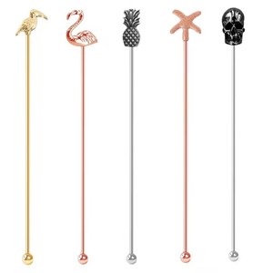 Đa-Hình Dạng Tái Sử Dụng Thép Không Gỉ Đồ Uống Khuấy Vàng Bạc Cocktail Khuấy Thanh Công Cụ Kim Loại Cà Phê Khuấy Khuyến Mãi - Product Image 2