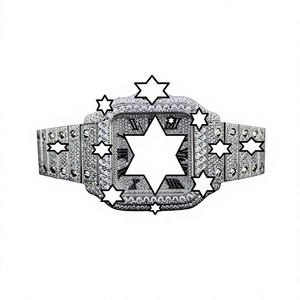 Nouvelle conception, montre mécanique de luxe faite à la main en acier inoxydable, boîtier carré, verre saphir, analogique, bouton poussoir, fermoir caché, diamant - Product Image 1