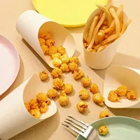 Gobelet d'emballage alimentaire personnalisable blanc pour frites, chips de pommes de terre, gaufres, popcorn avec logo