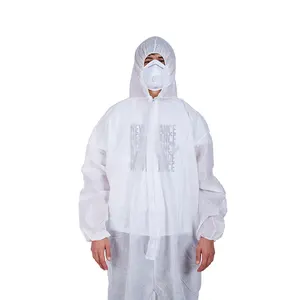 Water Proof Chemical High Quality Breathable Protective Clean Industrial PP Coverall with Elastic Wrists and Ankles