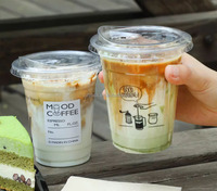 Gobelets personnalisés en plastique PET pour café glacé et thé, 24oz/32oz, avec couvercles plats sans paille, design rond imprimé en sérigraphie