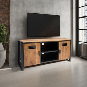 Escritorio de oficina Industrial para sala de estar, Armarios con patas de madera sólida y metal para decoración del hogar - Product Image 2