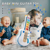 Mini Electric Key Type ABS Plastic Rock Guitar Toy Educational Musical Instrument for Baby with 5 Scales and Strings