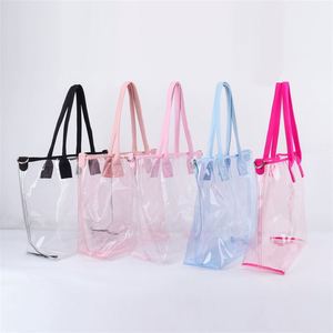 กระเป๋าถือแฟชั่นผู้หญิงปักลายอักษรเงาแบบ DIY ปักชื่อย่อส่วนตัว ซิปกันน้ำ ทนทาน เหมาะสำหรับเดินทาง ทำจาก PVC หนา ใช้ได้ที่ชายหาด - Product Image 3