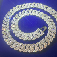 HipHop Fashion Design 15mm breit 925 Silber mit GRA Trapez Moissan ite Diamant kubanische Glieder kette für Rapper Halskette