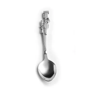 Colher de café de sopa de metal em aço inoxidável prata com design exclusivo preço de fábrica