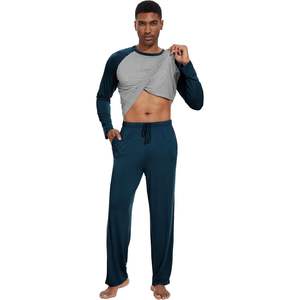 Ensemble de pyjamas pour homme personnalisé en viscose de bambou, vêtements de nuit à manches longues, 2 pièces, vêtements de détente avec pantalon, tailles S à XXL - Product Image 1
