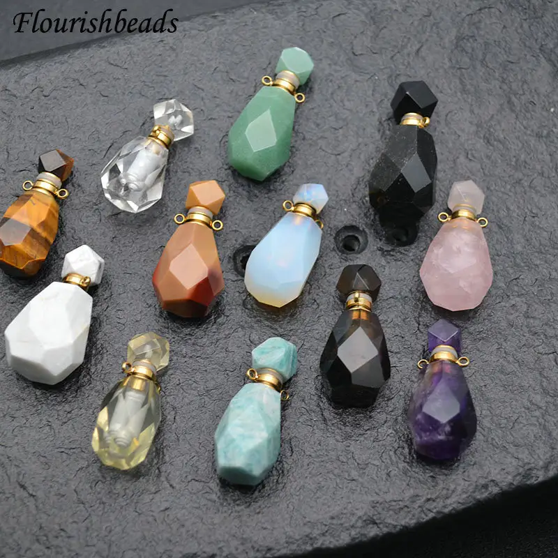 Modeschmuck Verschiedene Natursteine Parfüm flasche Kristall Anhänger Halskette für Frau tägliches Tragen