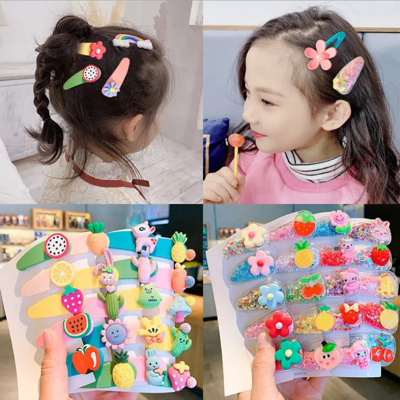 Fashion Quicksand Glitter Hairpins Fruit Clips Children's Bangs Baby Hairpins Little Girls Hairpins Hair Accessories Sets Daily