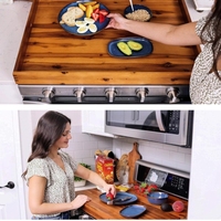Couverture de cuisinière électrique en bois d'acacia - Plateaux d'appoint pour comptoir de cuisine et grand planche à découper pour cuisinière à gaz