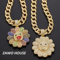 Collier Pendentif Tournesol Élégant et Classique Plaqué Or avec Moissanite pour Femme – Idéal pour les Occasions Spéciales – Cadeau Disponible – Vente Flash