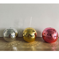 Argent Rose Or Disco pour Ball Tumbler Cup Sparkles Glitter Plastique Vin Cocktail Boire Bouteille Couvercle Paille pour Fête