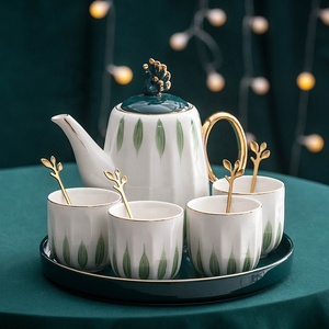 Service à thé de luxe en céramique, vaisselle légère, théière parfumée pour salon, à la maison, tasse à boire - Product Image 2