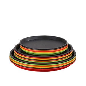 <span class=keywords><strong>Plateau</strong></span> de service rond noir de 14 pouces pour restaurant, <span class=keywords><strong>plateau</strong></span> de serveur de <span class=keywords><strong>repas</strong></span> en plastique <span class=keywords><strong>antidérapant</strong></span> de 35cm avec bords surélevés pour la maison - Product Image 1