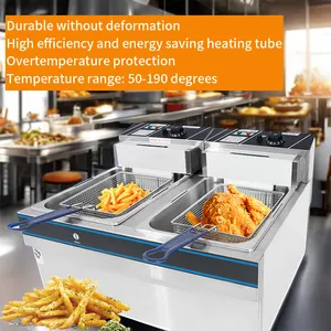 Hot Sale Double Tank Commercial Fish Donut Chicken Potato Fryer Machine French Fries Electric Deep Fryer Spare Oil Fryer