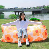 Canapé gonflable pliable d'extérieur léger en polyester imperméable, respectueux de l'environnement, portable pour le camping, la chambre et le salon