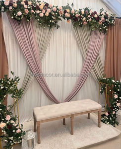 결혼식 인공 꽃잎 커튼 모슬린 교회 커튼 결혼식 이벤트 파티를위한 배경 장식 - Product Image 2