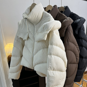 JANVENY Nouvelle Veste Courte d'Hiver pour <span class=keywords><strong>Femme</strong></span>, 90% Duvet de Canard Blanc, Style Cloud Puff, Épaisse, Chaude, Ample, Coupe-Vent, Imperméable à la <span class=keywords><strong>Neige</strong></span>, à Capuche, Parka - Product Image 5