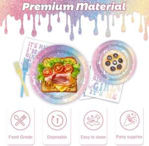 Wholesale 9-Inch Gold Foil Paper <b>Plates</b> Modern Rainbow Pastel Decorations Hot Selling Kids Birthday Party Tableware Sets - Product Image 4