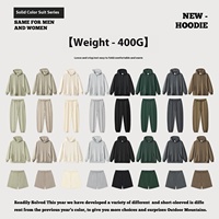 Setelan Jaket Hoodie Oversize Pria RS400 Musim Gugur, Celana Pendek, Bahan Fleece 100% Katun Tebal Anti-Pilling, Panjang, Siap Pakai