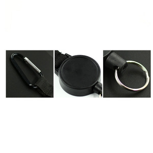 Cross-border steel wire rope carabiner, black, round, 4.2cm, easy-open, anti-theft, telescopic <b>clip</b>, can be made with epoxy - Product Image 5