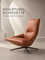 Fauteuil d'appoint moderne rembourré en cuir pleine fleur ou tissu, confortable pour salon et chambre à coucher, directement de l'usine