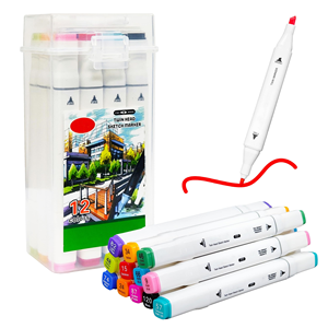 Juego de Marcadores de Arte Coloridos, Marcador Permanente de Doble Punta para Artistas, Cuerpo Triangular Ergonómico, Material Escolar para Niños y Estudiantes, Rotulador Permanente - Product Image 1