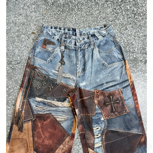 Jeans da <span class=keywords><strong>Uomo</strong></span> Personalizzati con Stampa Fantasia, Jeans con Design Hot Diamond, <span class=keywords><strong>Pantaloni</strong></span> da <span class=keywords><strong>Uomo</strong></span> del Produttore di Marca, <span class=keywords><strong>Pantaloni</strong></span> con Stampa Effetto Lavaggio - Product Image 1