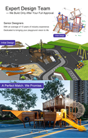 Équipement de terrain de jeu en bois de qualité commerciale, conception personnalisée d'attractions de parc extérieur de grande taille