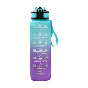 Botellas de Agua Motivacionales para Entrenamiento, Libres de BPA, 2000 ml, 32 oz, 64 oz, Medio Galón, Gran Capacidad, con Asa y Pajita para Senderismo y Deportes - Product Image 1