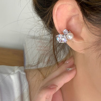 Perle brillante gros Zircon oreille Clip sans trous d'oreille femme haut sens boucles d'oreilles tempérament boucles d'oreilles oreille os Clip