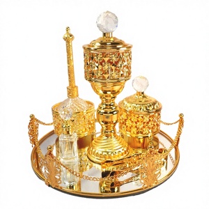 Quemador de Incienso Árabe de Metal de Lujo, Set Decorativo para el Hogar, Bandeja con Espejo para Sala de Estar, Aroma a Madera de Sándalo de Oriente Medio - Product Image 3