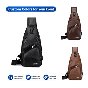 Bolso Bandolera de Piel Sintética para Hombre al por Mayor con Carga USB, Logotipo Personalizado, Regalo Promocional, Bolso Cruzado para Hombro, Obsequio - Product Image 1